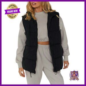 Women's Zip Up Puffer Vest Stand Collar Sleeveless Padded Jacket Coat